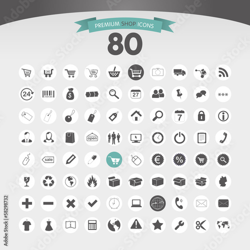 Icon Button Set - Shop Onlineshop Einkaufskorb Liefern Paket