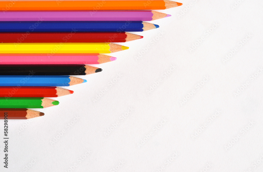 Rows of pencils isolated on white Rows of pencils isolated on white
