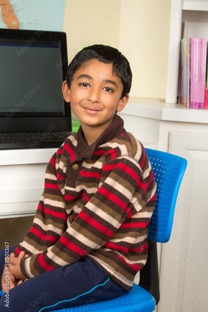 Portrait of a Young Boy at his Work Desk Portrait of a Young Boy at his Work Desk