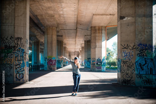 beautiful young blonde hipster woman listening music © Eugenio Marongiu