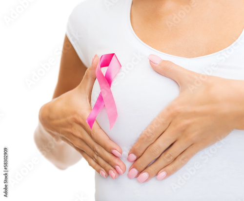 Wallpaper Mural woman with pink cancer awareness ribbon Torontodigital.ca