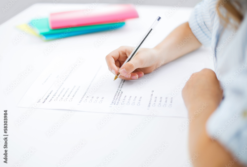 little girl taking test little girl taking test