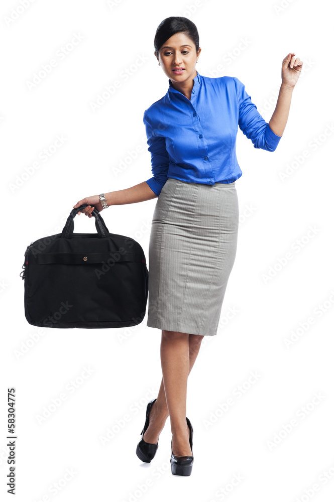 Businesswoman walking consciously Businesswoman walking consciously