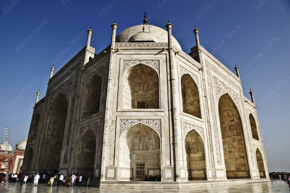 Tourists at a mausoleum, Taj Mahal, Agra, Uttar Pradesh, India