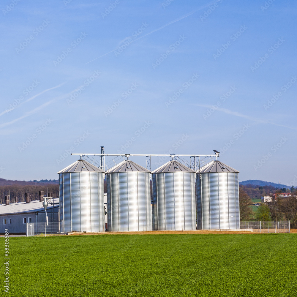 silo in beautiful landscape in sun silo in beautiful landscape in sun