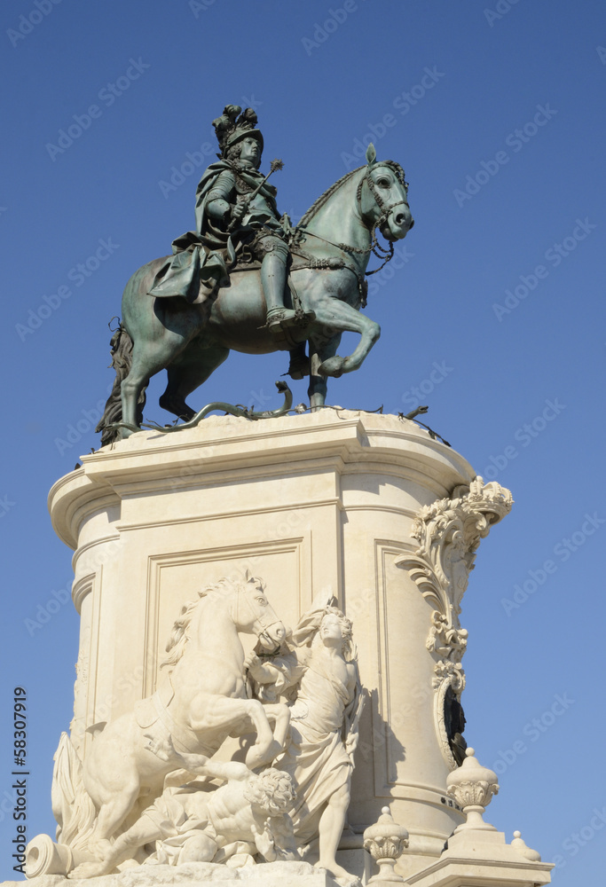 Equestrian statue in Commerce square, Lisbon
