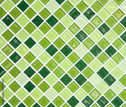 Green tile wall for background
