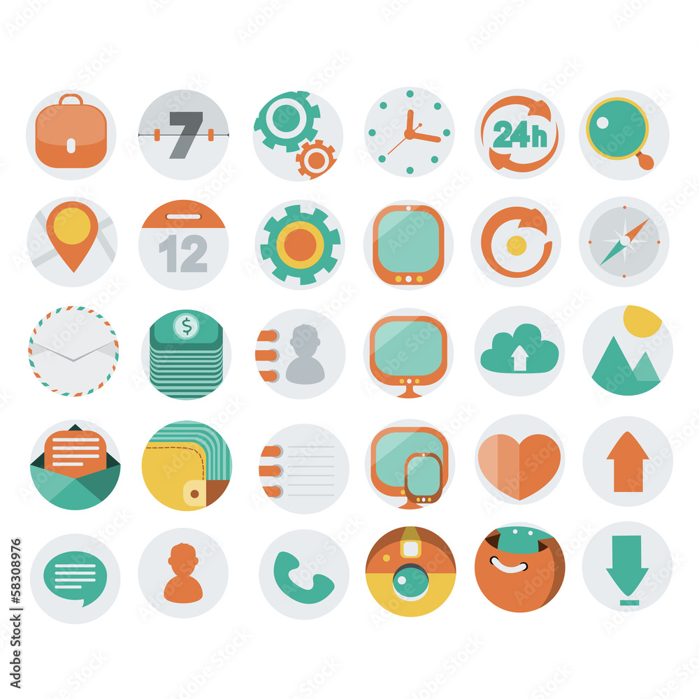 Application Web Icons in Flat Design Application Web Icons in Flat Design