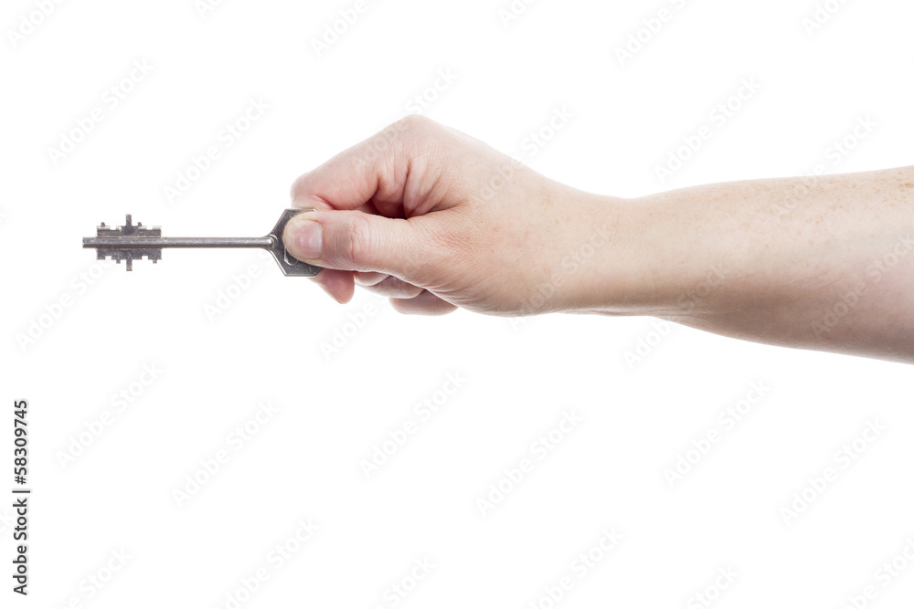 Hand holding key Hand holding key