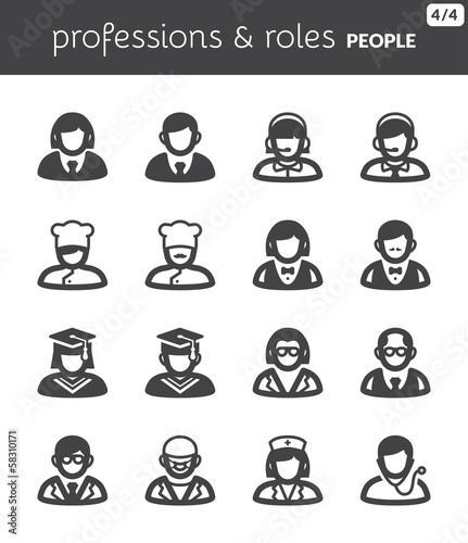 People flat icons. Professions and roles