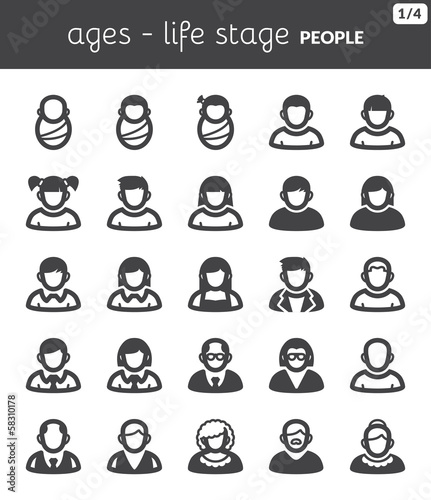 Age. Life stage. People flat icons. © spiral media