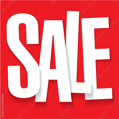Red sale poster. Vector template.