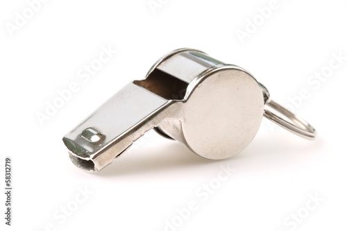 Silver referee whistle