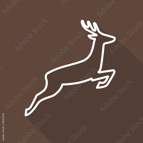 Reh Umriss Icon mit langem Schatten auf braunem Hintergrund