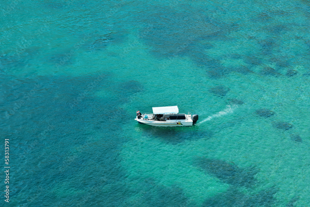 Speed boat sailing in the sea