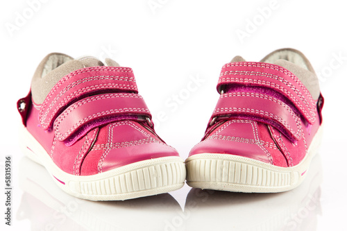 children shoes isolated on white background.