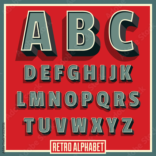 Vector retro type font. Vintage alphabet