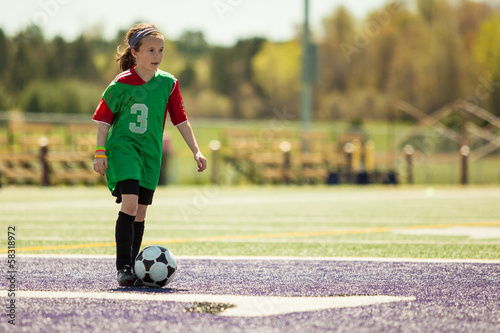 Girl at a soccer practice