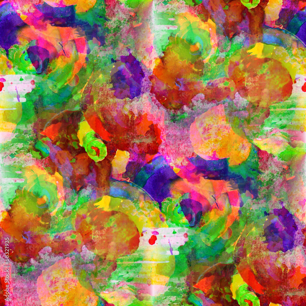 seamless painting red yellow orange green blue watercolor with b