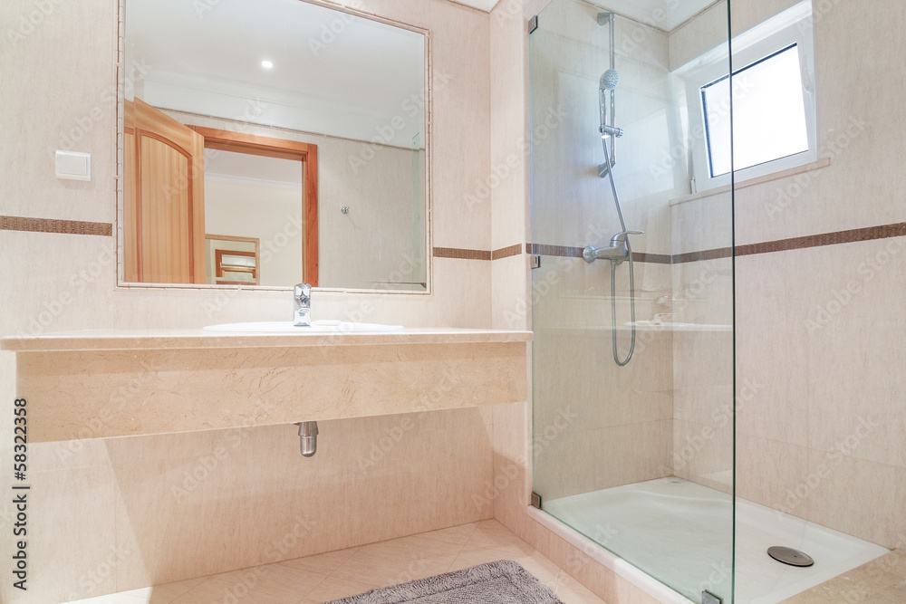 custom made wallpaper toronto digitalBathroom in luxury hotel.