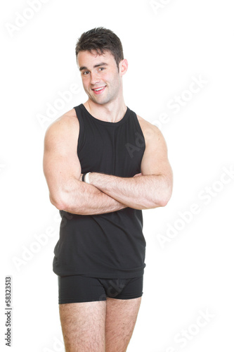Healthy young man with towel isolated