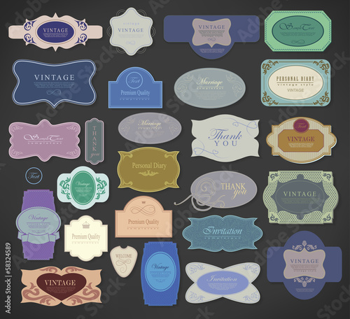 Set of retro vintage labels. Vector illustration.
