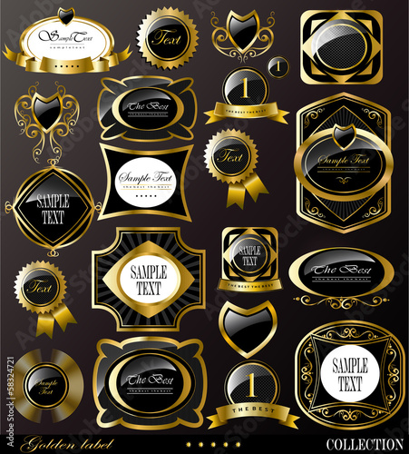 Retro vector golden label