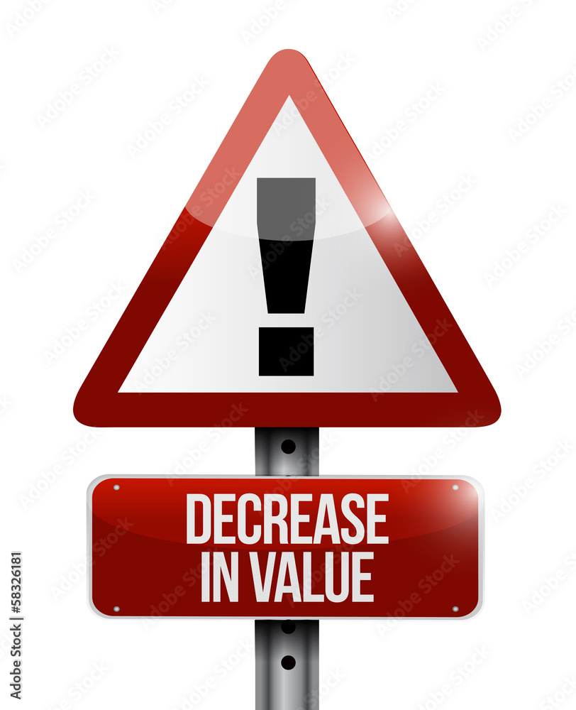 decrease in value warning road sign illustration decrease in value warning road sign illustration