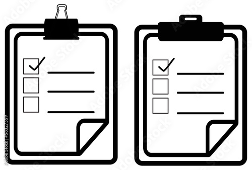Silhouette two check list board icons (vector)