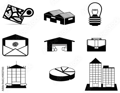 Silhouette logistic and estate icon collection set