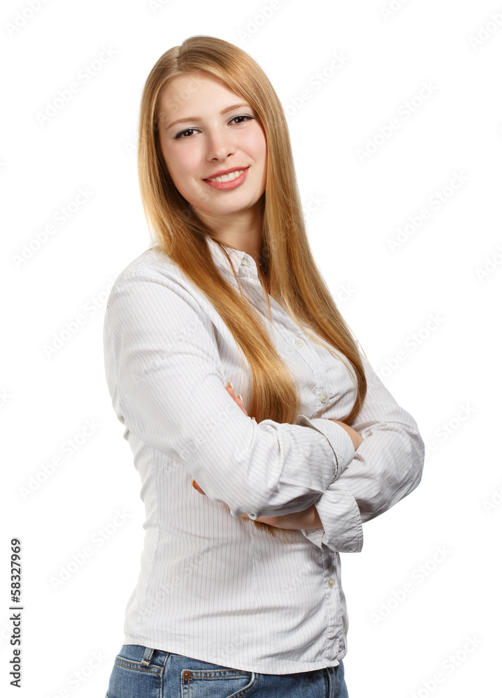 Young business woman on white background Young business woman on white background