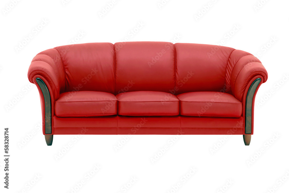 Obraz premium red leather sofa