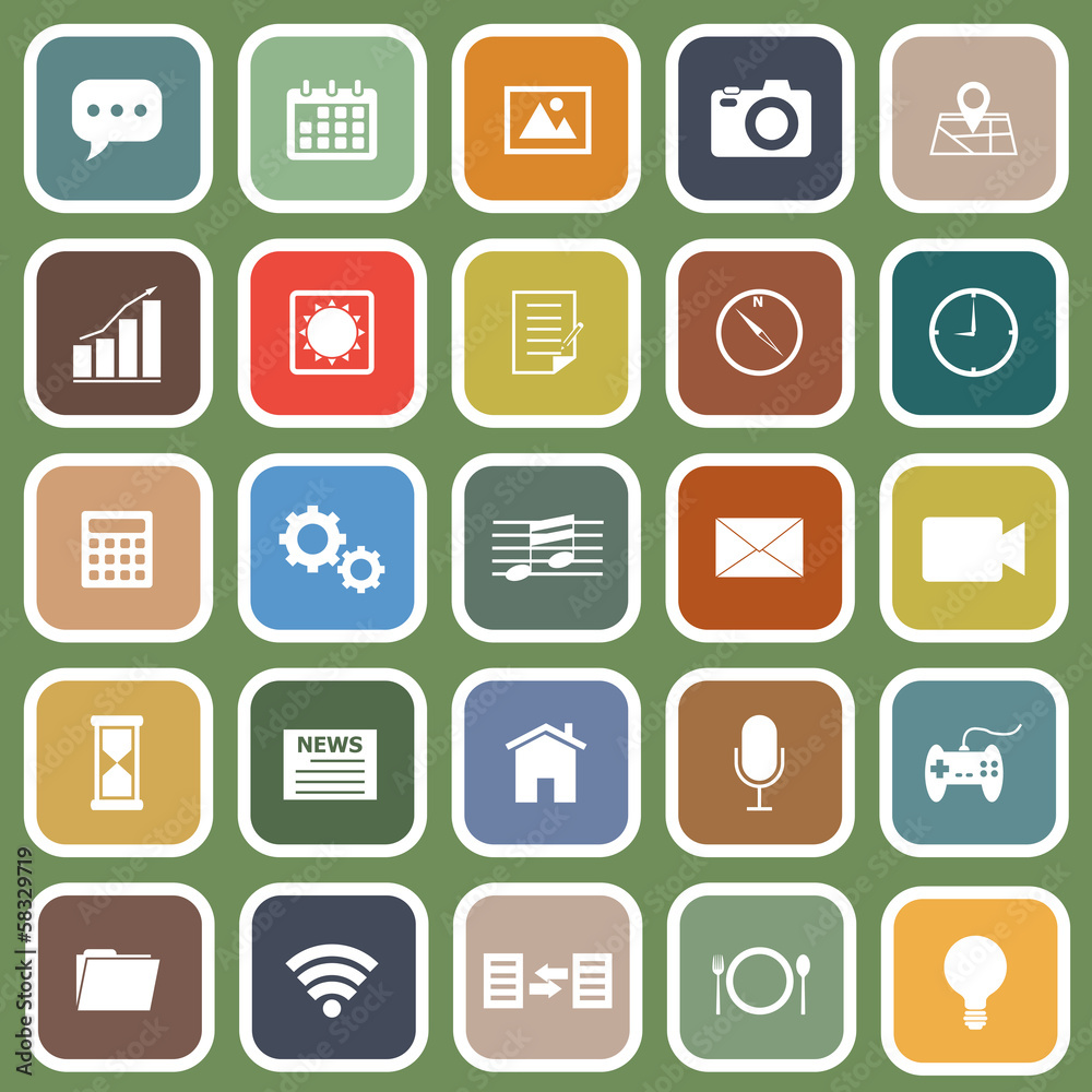Application flat icons on green background Application flat icons on green background