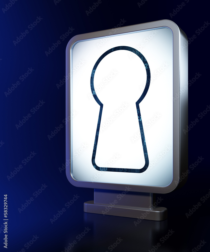 Information concept: Keyhole on billboard background Information concept: Keyhole on billboard background