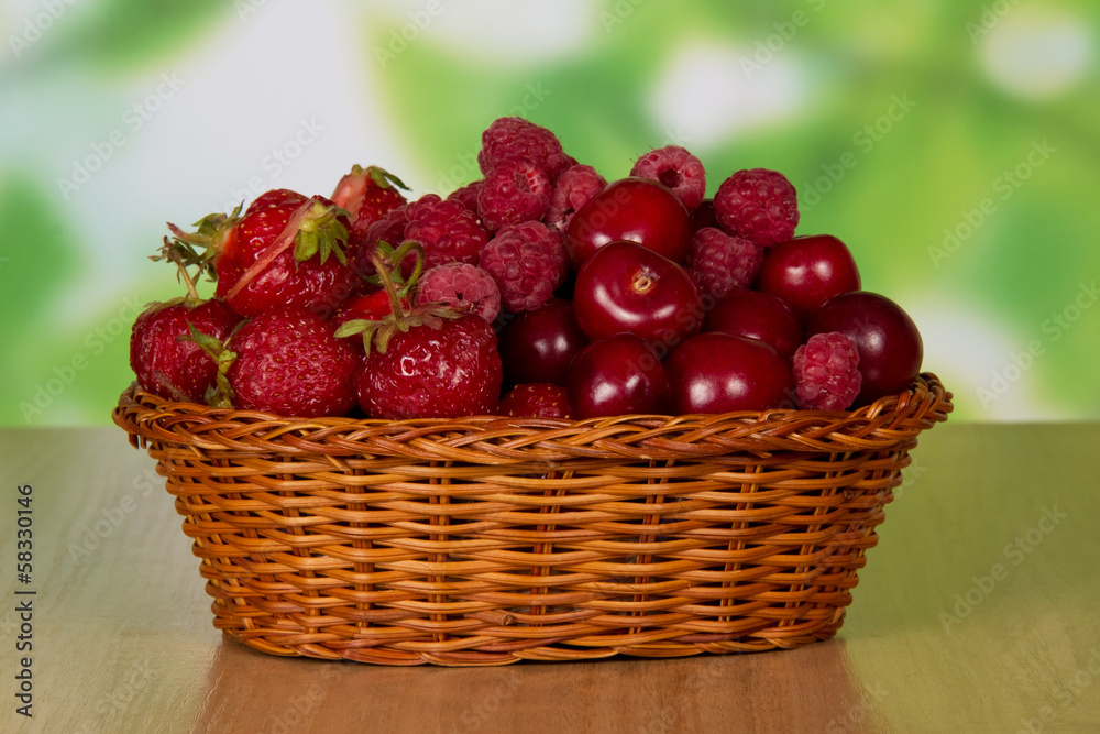 Ripe fragrant berries of strawberry in basket Ripe fragrant berries of strawberry in basket