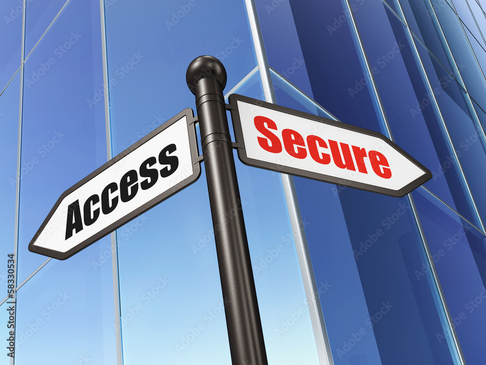Privacy concept: sign Secure Access on Building background