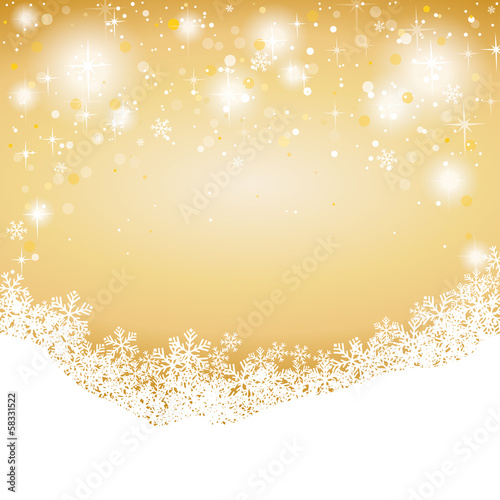 Snow And Stars Golden Background
