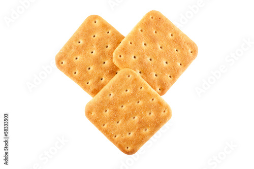 Three crackers on an isolated background