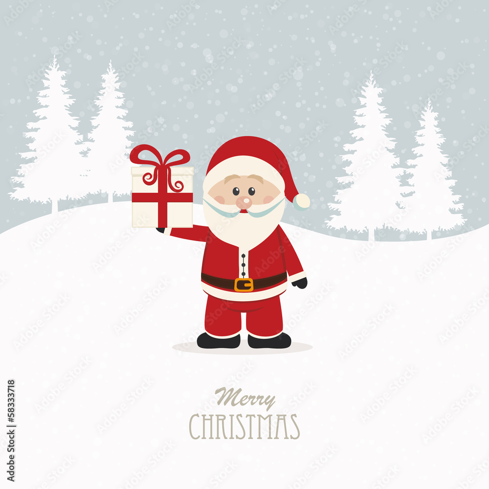 santa claus hold christmas gift snowy background santa claus hold christmas gift snowy background
