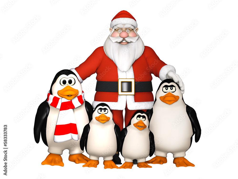 happy penguins family with Santa happy penguins family with Santa