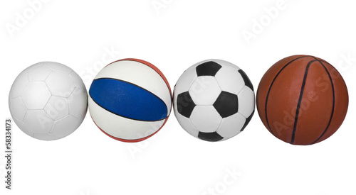 Close-up of various balls in a row
