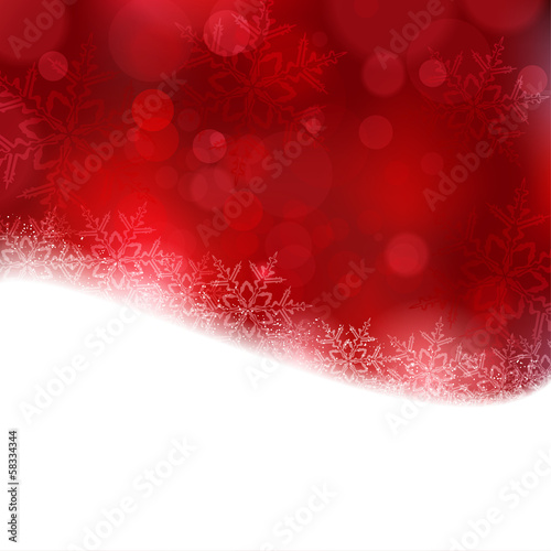 Red Christmas background with blurry lights