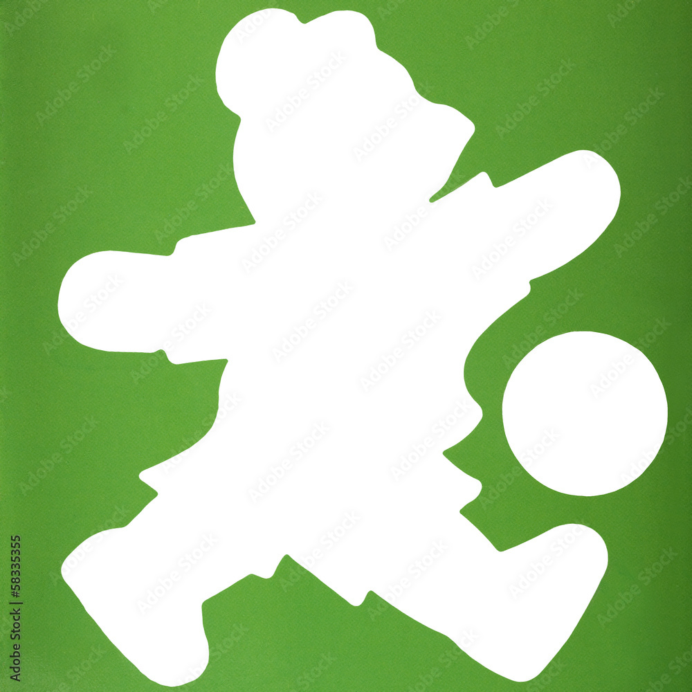 Silhouette of a teddy bear playing with soccer ball Silhouette of a teddy bear playing with soccer ball
