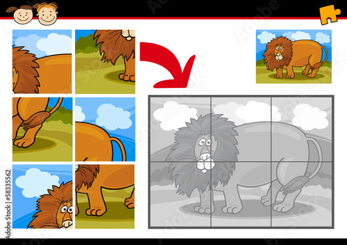 cartoon lion jigsaw puzzle game