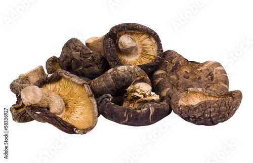 Close-up of a heap of dried mushrooms