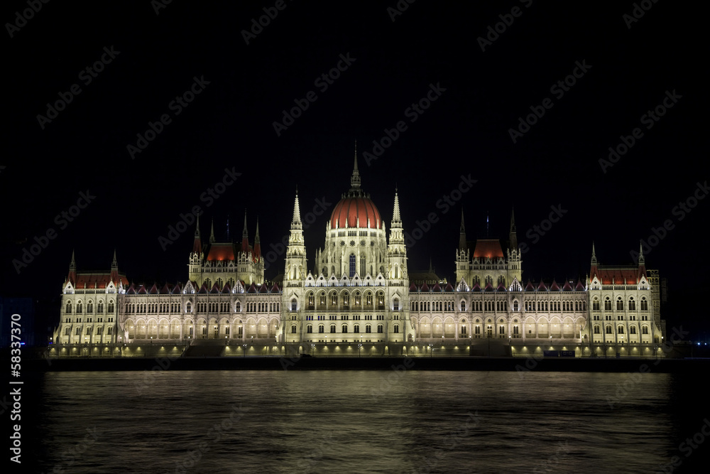 Illuminated Budapest Parliament, Hungary