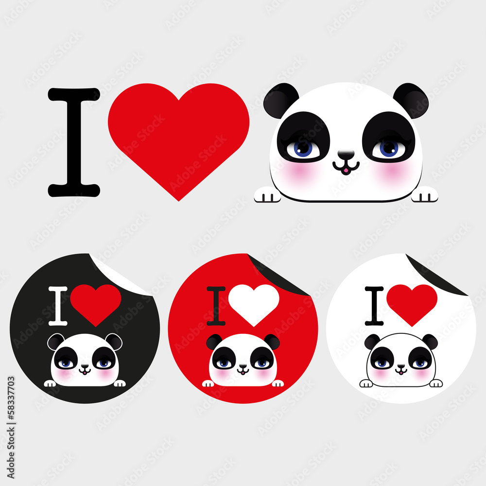 I love panda message with love symbol