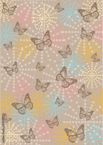 vintage butterflies and ornaments wallpaper