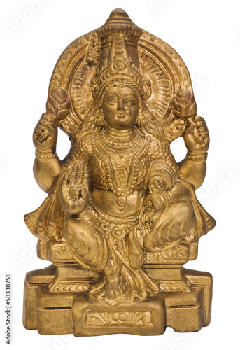 Close-up of a figurine of Goddess Lakshmi