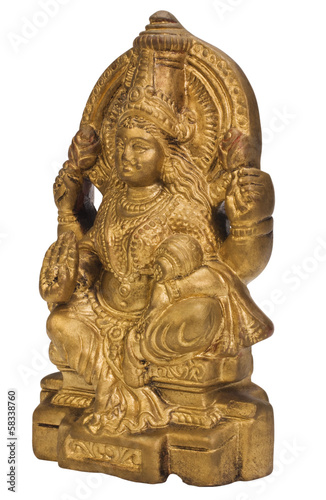 Close-up of a figurine of Goddess Lakshmi